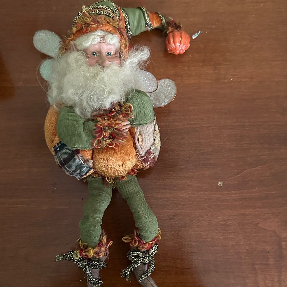 Mark Roberts Green and Orange Holiday Elf Ornament